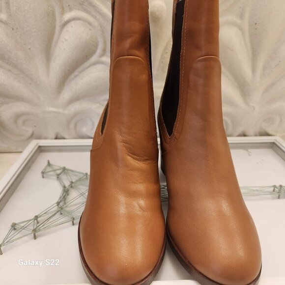 TED BAKER London Daphina Women's Boots Tan Leather Heeled Ankle Chelsea Size 9.5 - Picture 8 of 15